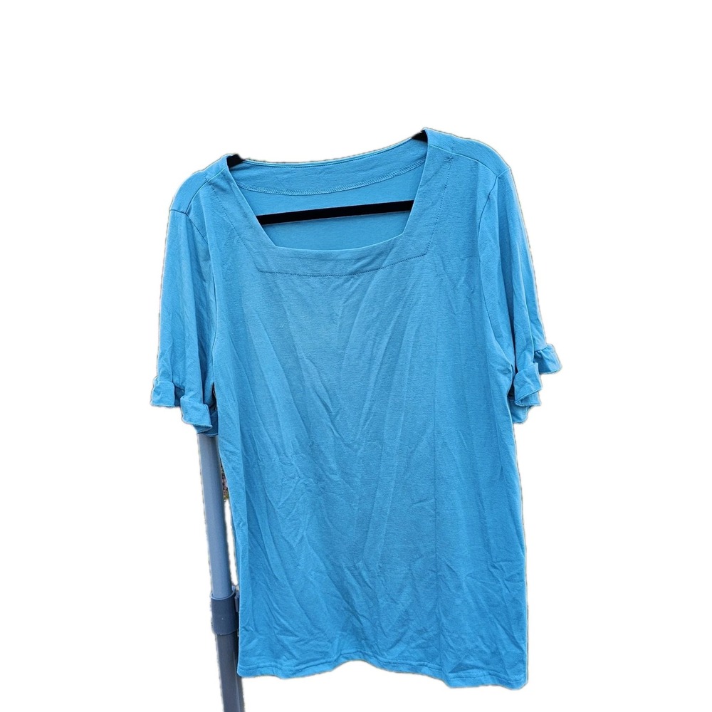 Blue short Ruffle sleeve pullover Top- size X-large